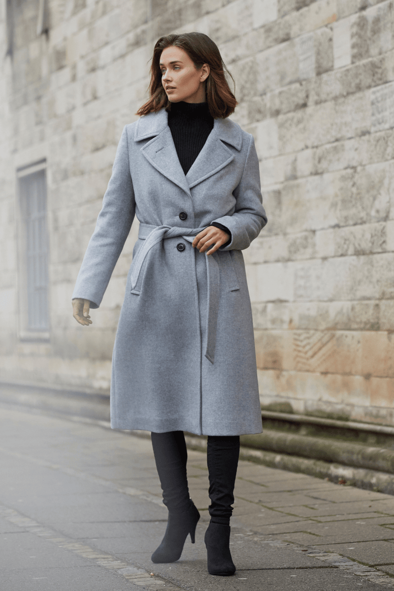 KYLIE Belted Wool Coat with Notched Lapel 1615 – LORNE'S COATS