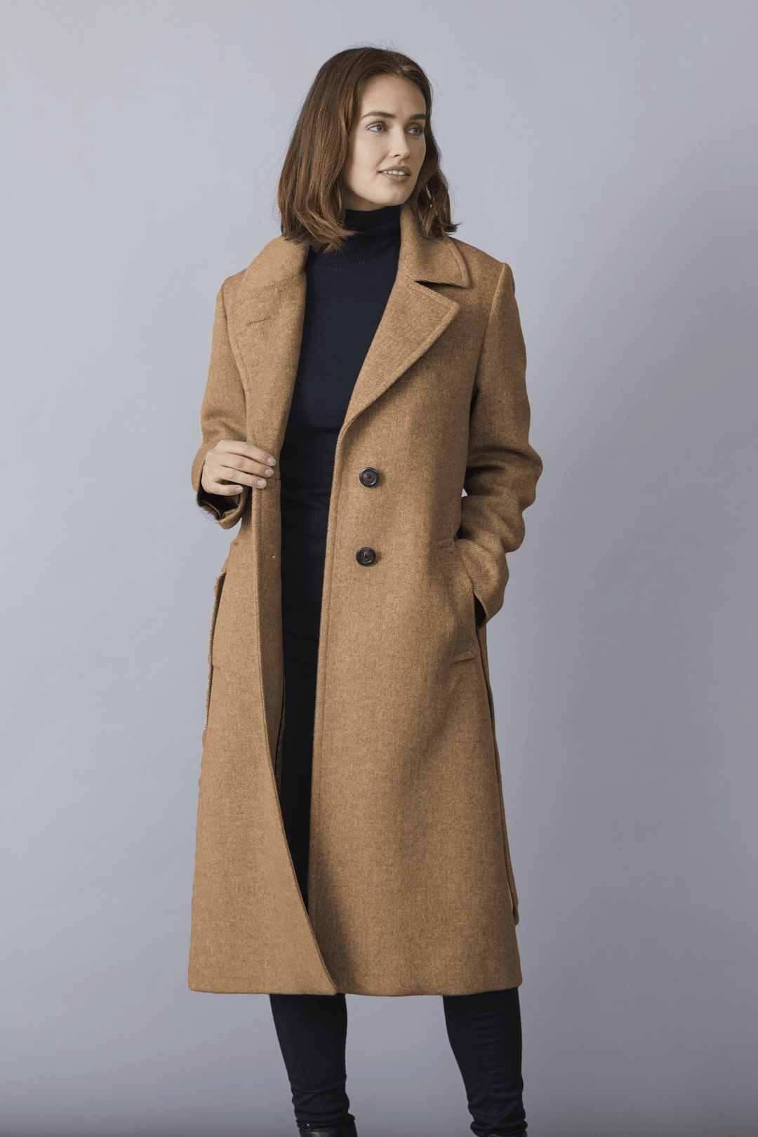 KYLIE Belted Wool Coat with Notched Lapel 1615 – LORNE'S COATS