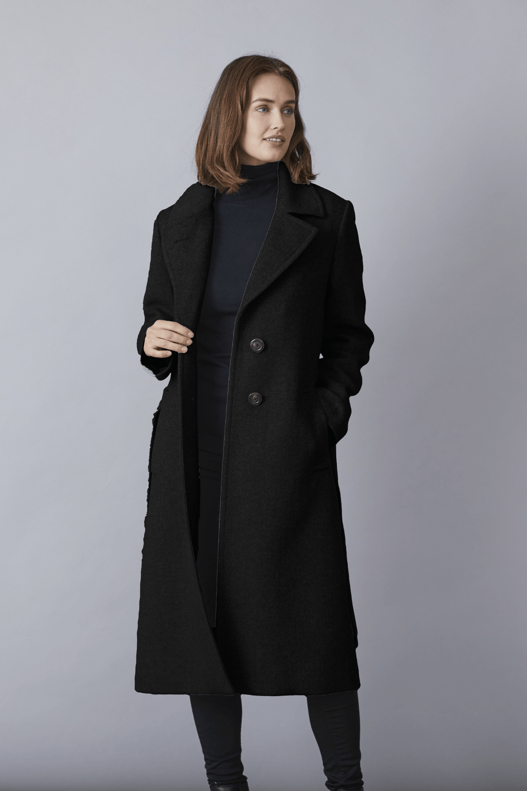 KYLIE Belted Wool Coat with Notched Lapel 1615 – LORNE'S COATS