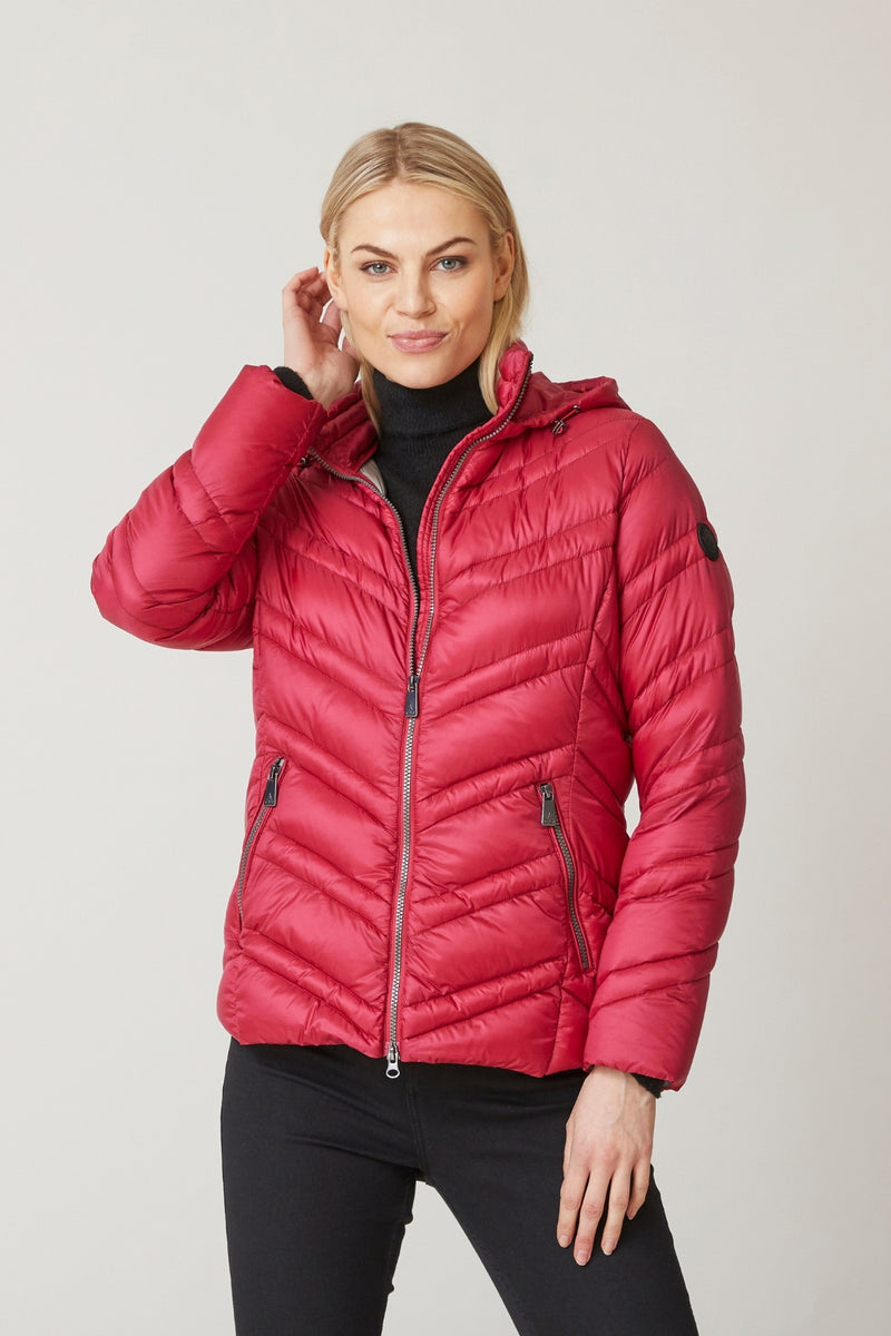 INDIA Quilted Light Down Jacket in Scarlet 2243 – LORNE'S COATS