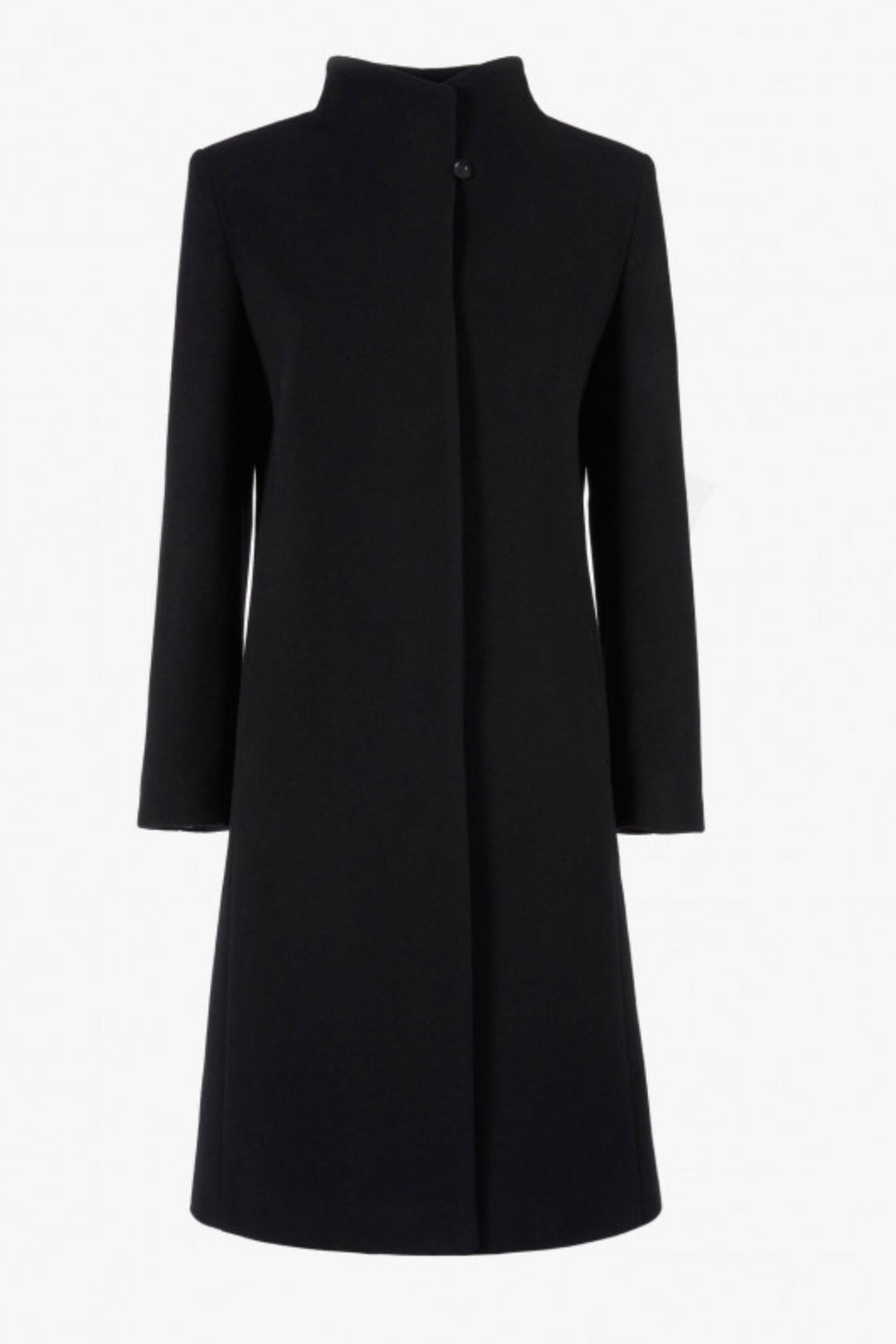 High collar black coat best sale