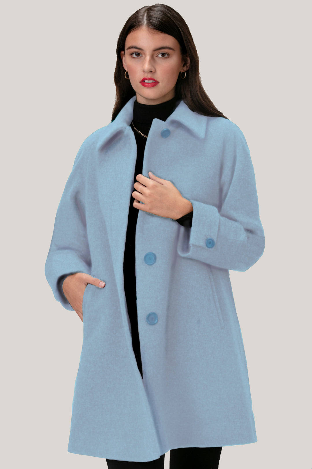 Blarnch scallop trim wool swing coat best sale