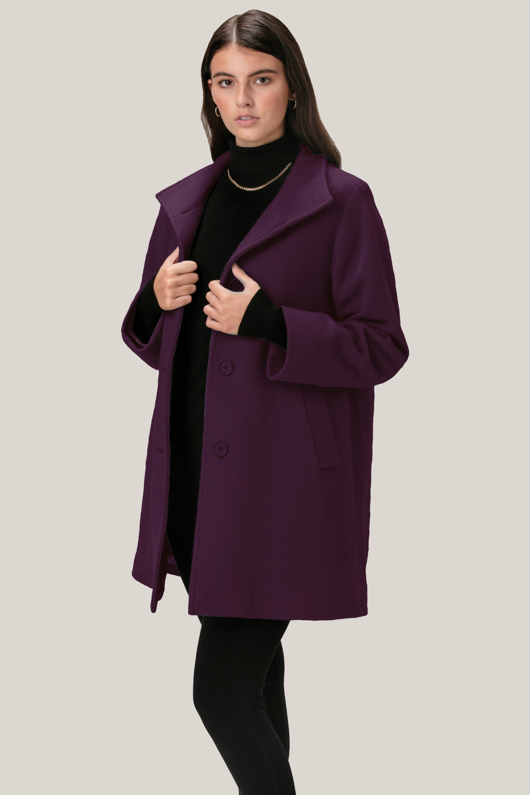 dress coats for ladies canada Wrap Midi Dress Coat, Winter Pleated Jacket for Women | Lavinia