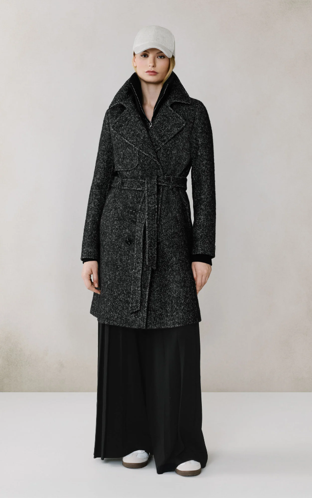 FABIANNE Trench-Style Wool Coat with High Napoleon Collar