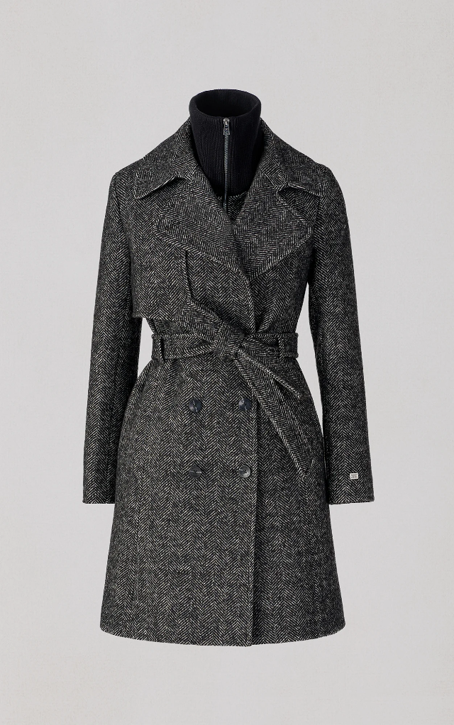 FABIANNE Trench-Style Wool Coat with High Napoleon Collar
